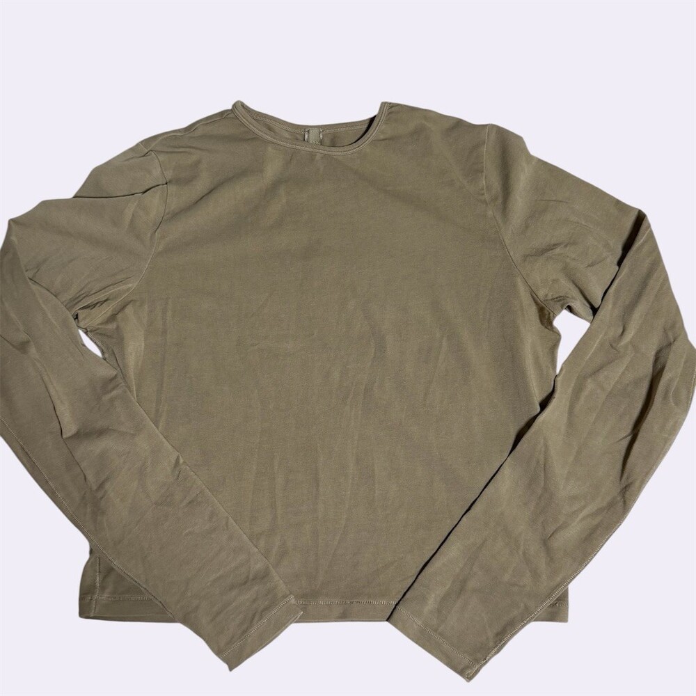 SKIMS Raglan or Vintage Size L Olive Green Long Sleeve Crew Neck Fitted Shirt